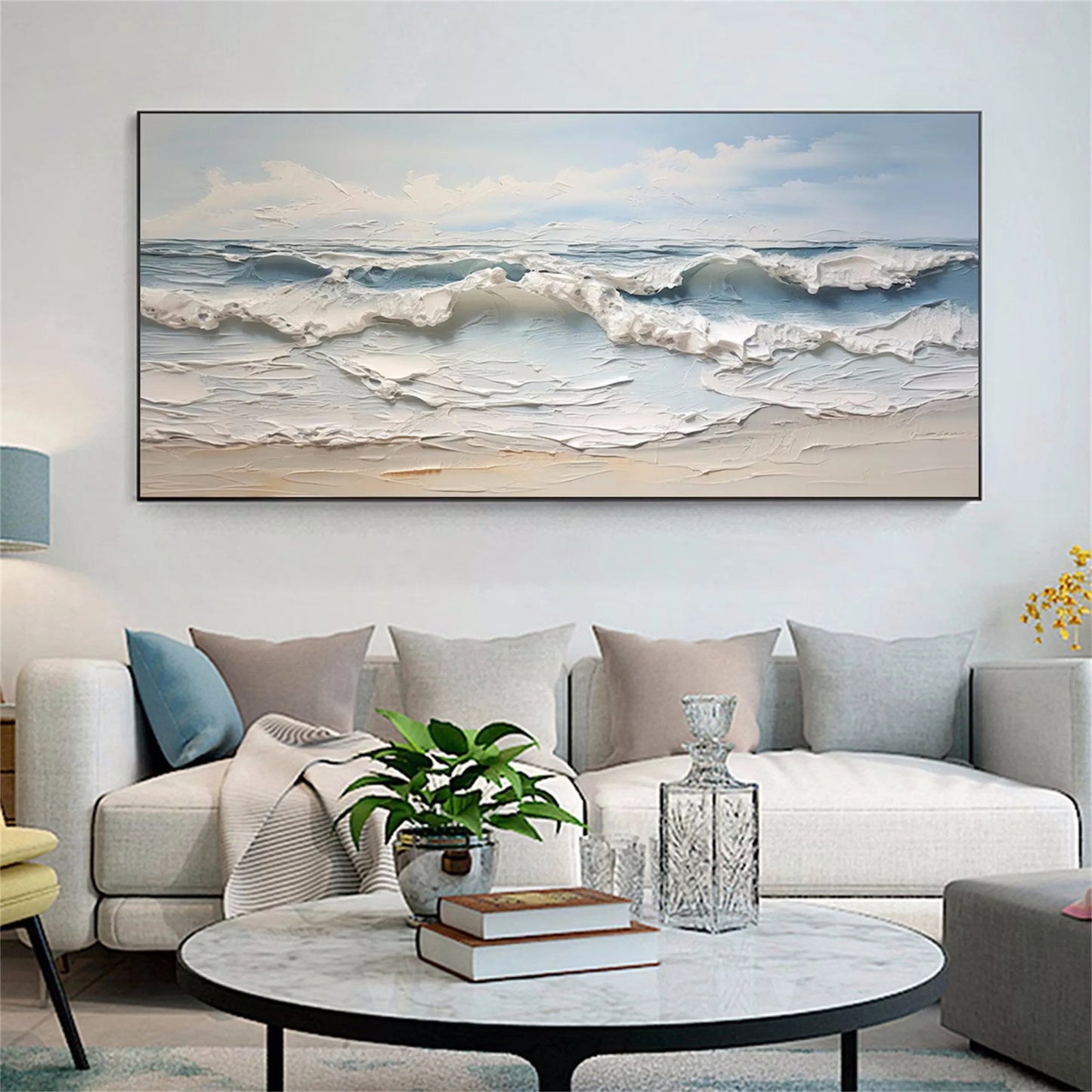 Golden Horizon-Blue Ocean Abstract Painting