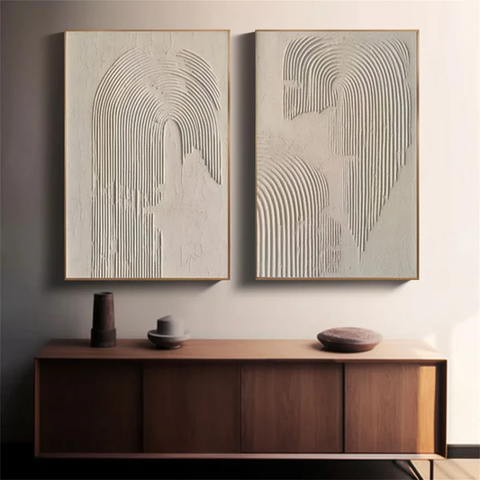 Ethereal Arches Minimal Textured Painting Set Set of 2