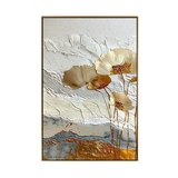 Gilded Ochre Floral Impasto Painting