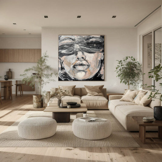 Midnight Whisper Monochrome Portrait Painting