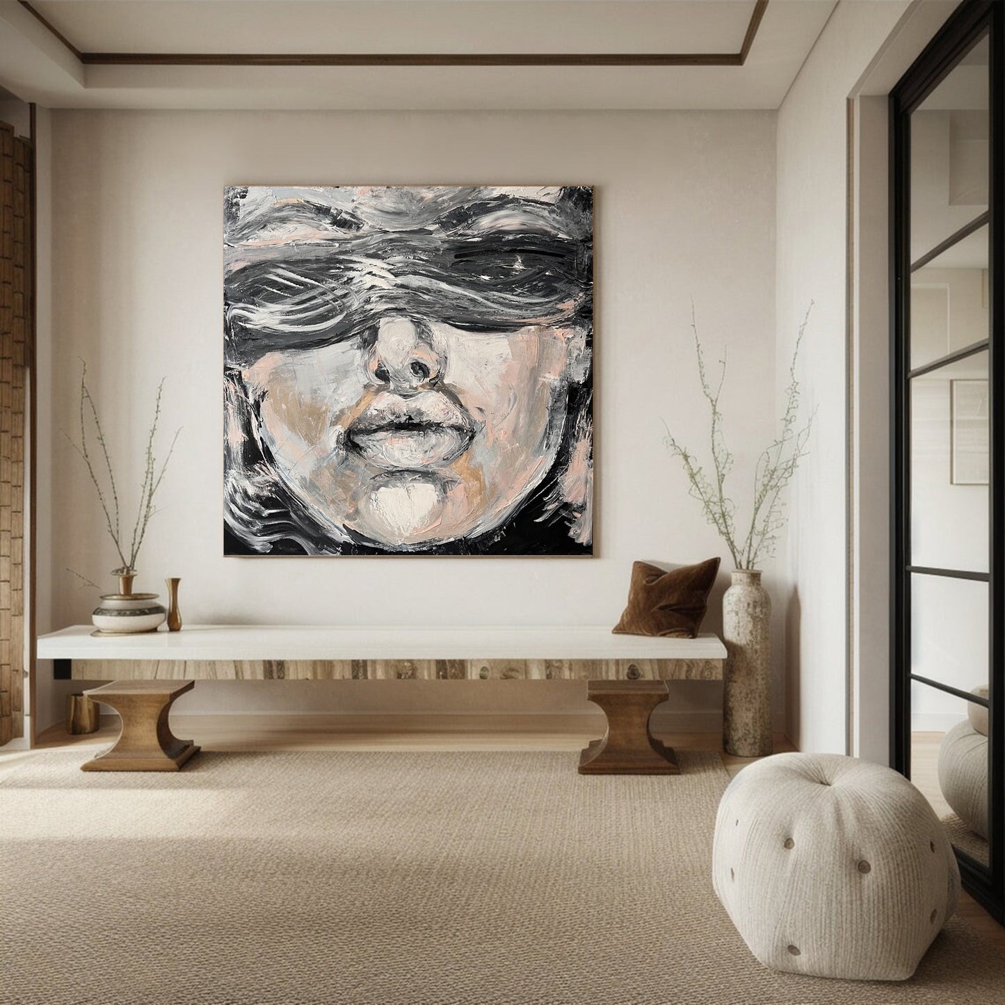 Midnight Whisper Monochrome Portrait Painting