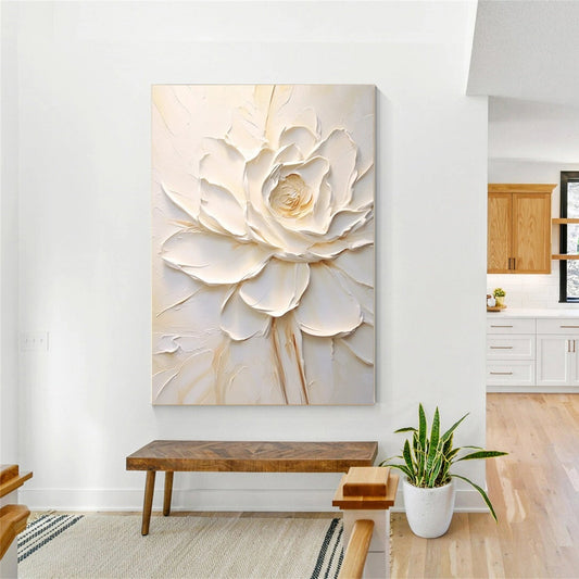 Pure Ivory Blossom Abstract Painting