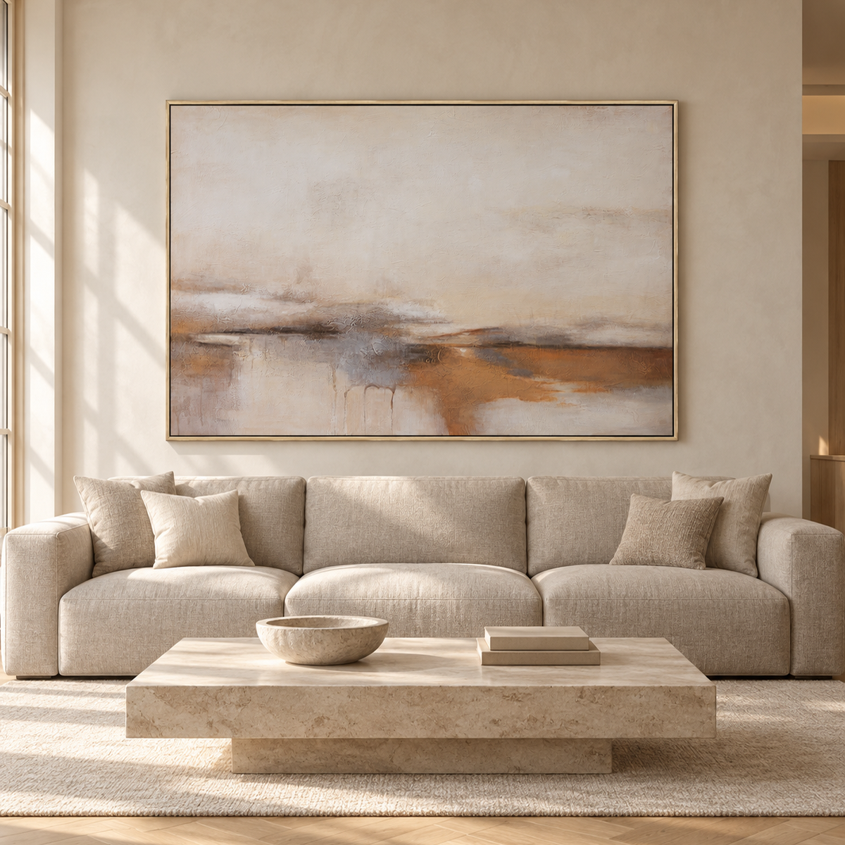Quiet Horizon Neutral Abstract Painting