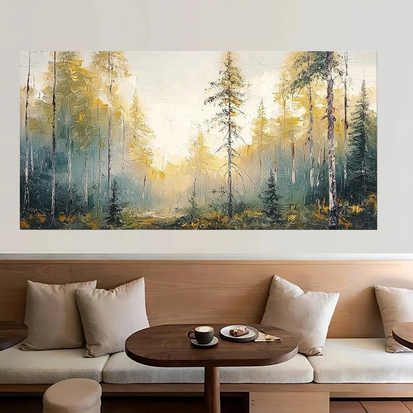 Golden Mist Forest Landscape Painting