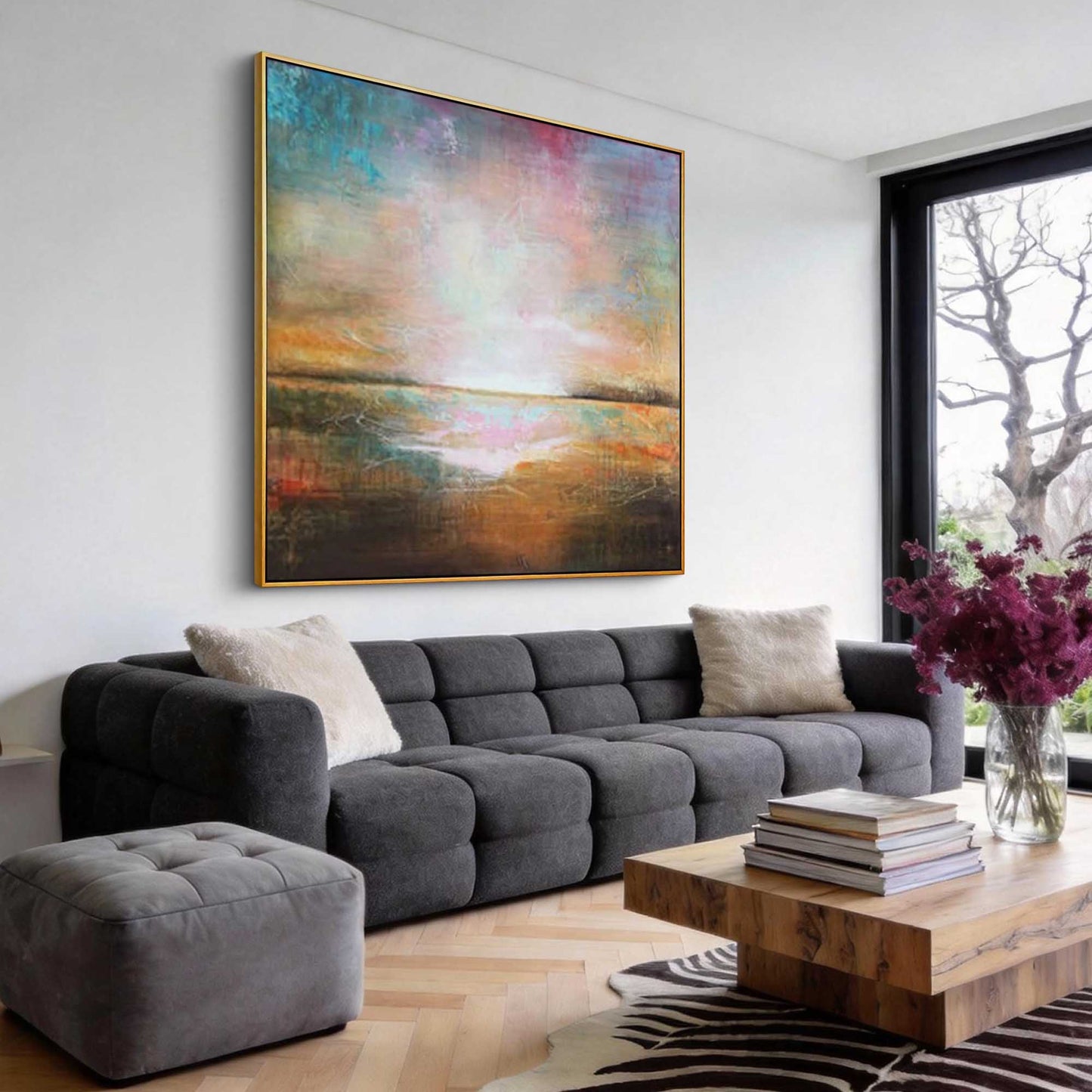 Pastel Horizon Abstract Seascape Painting