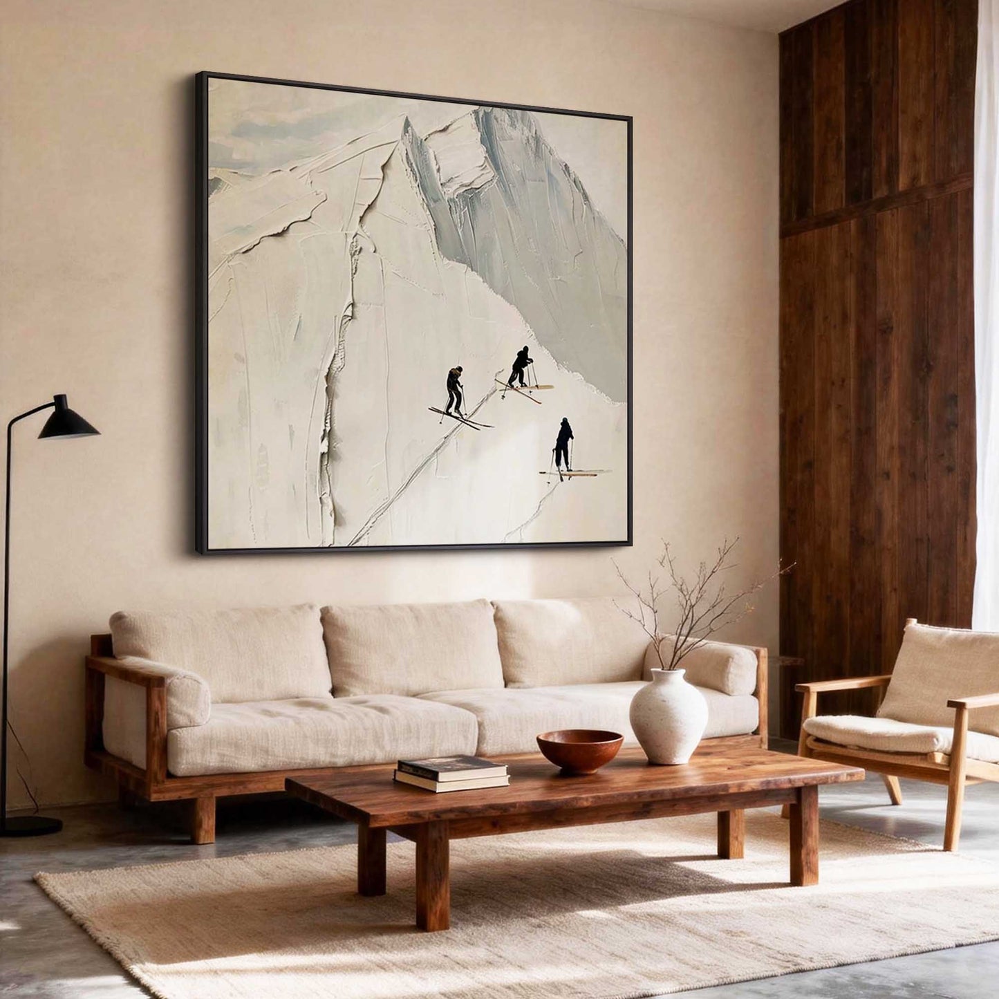 Alpine Skiers Textured Painting