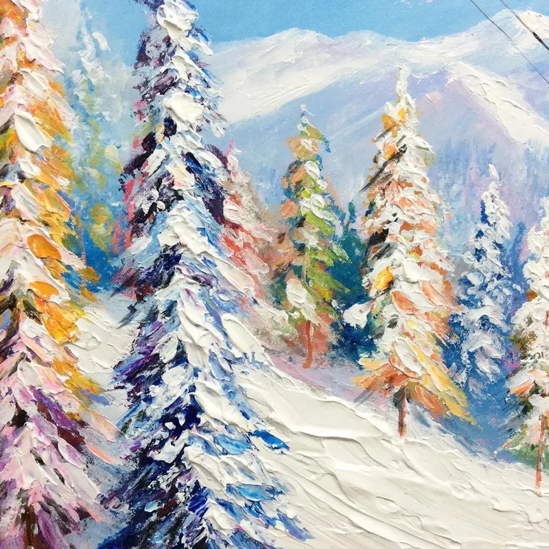 Winter Ski Resort Painting