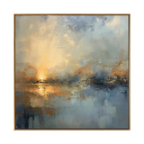 Golden Dusk Reflections Abstract Painting
