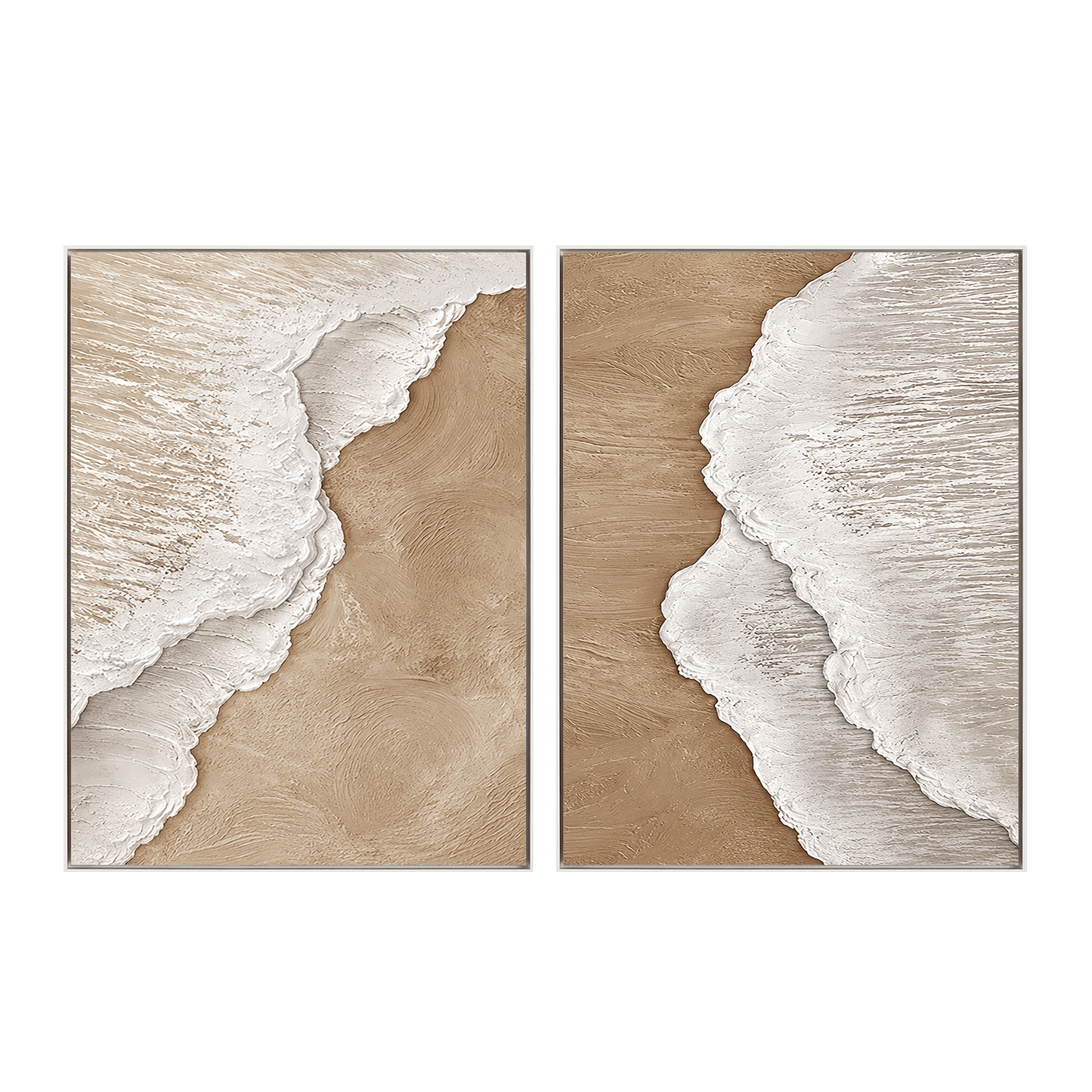 Serene Shore Beige Textured Painting Set Set of 2