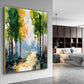 Sunlit City Walkway Impasto Canvas Art