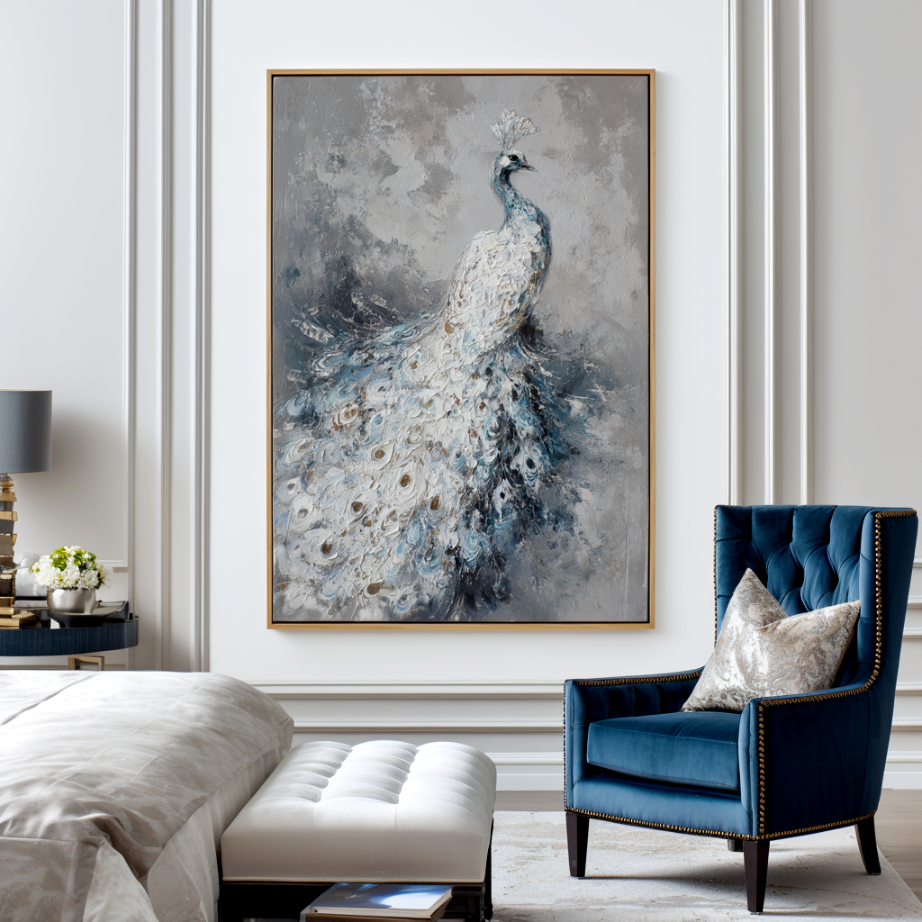 White Peacock Textured Painting #ART56