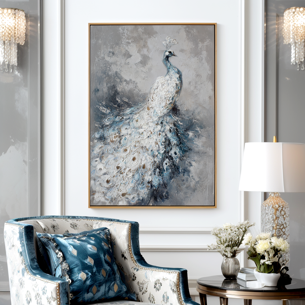 White Peacock Textured Painting #ART56