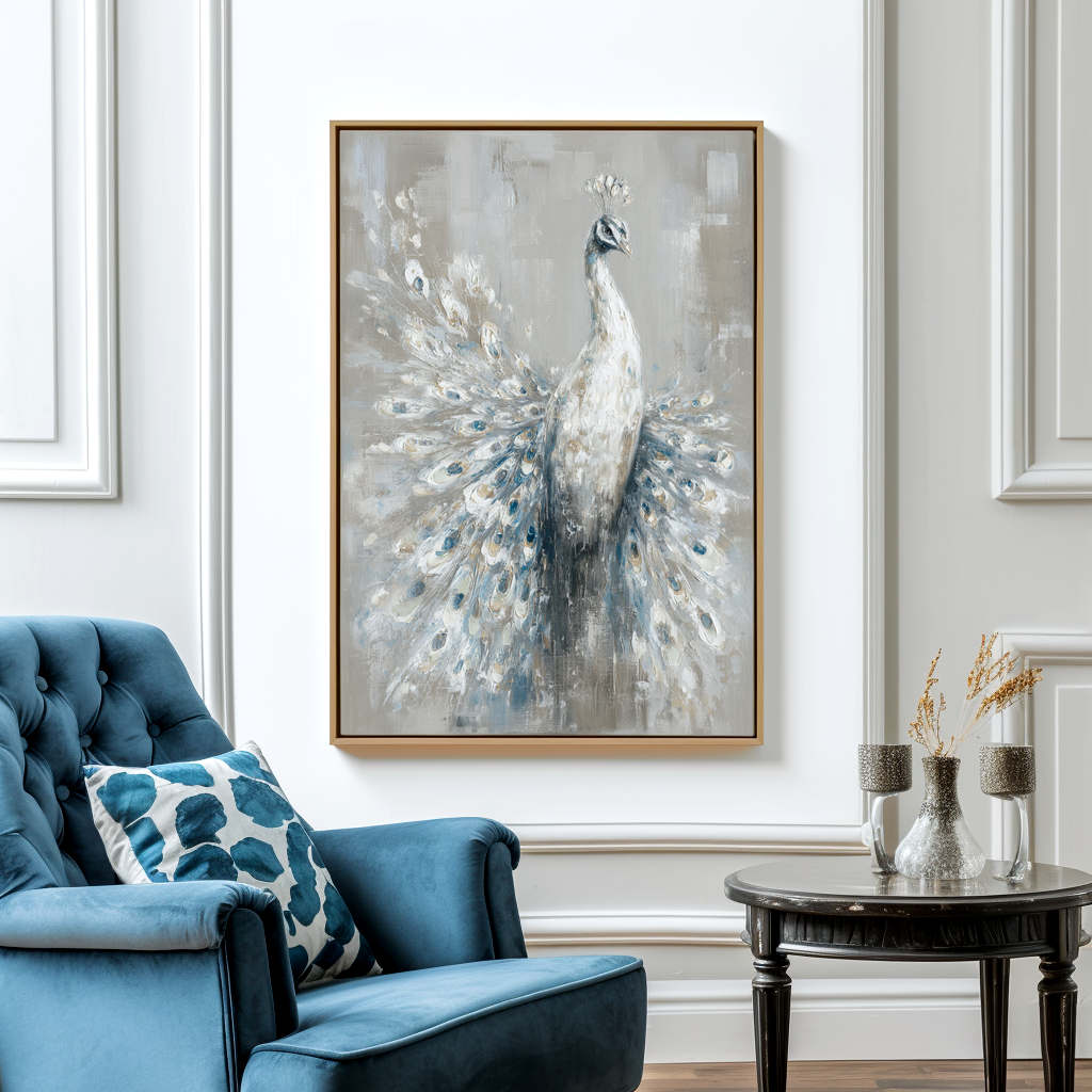 White Peacock Textured Wall Art #ART57
