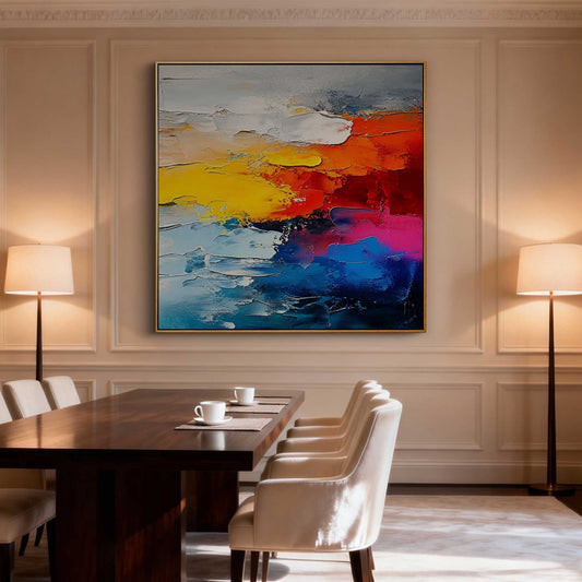 Fiery Horizon Textured Painting