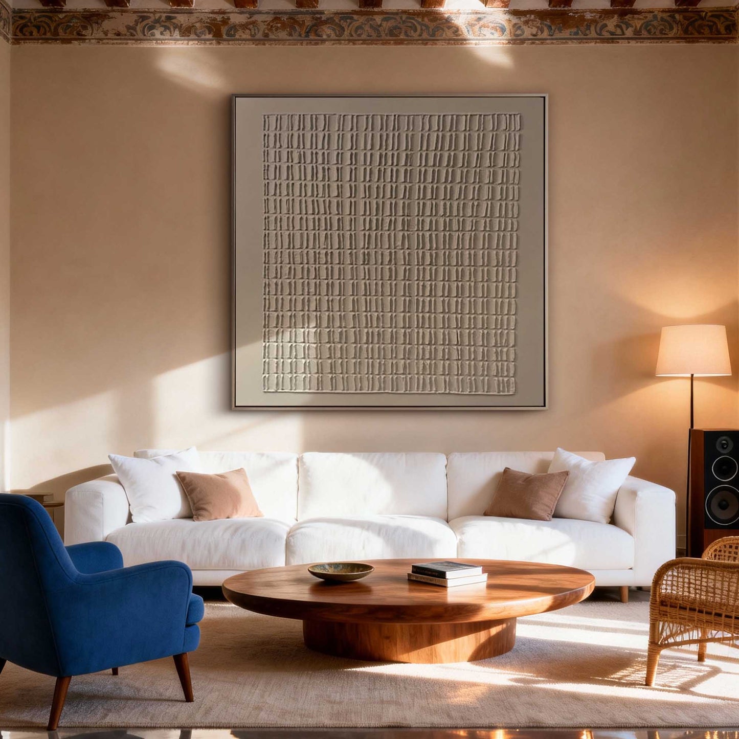 Neutral Grid Minimalist Painting
