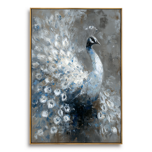 Blue & White Peacock Textured Painting #ART58
