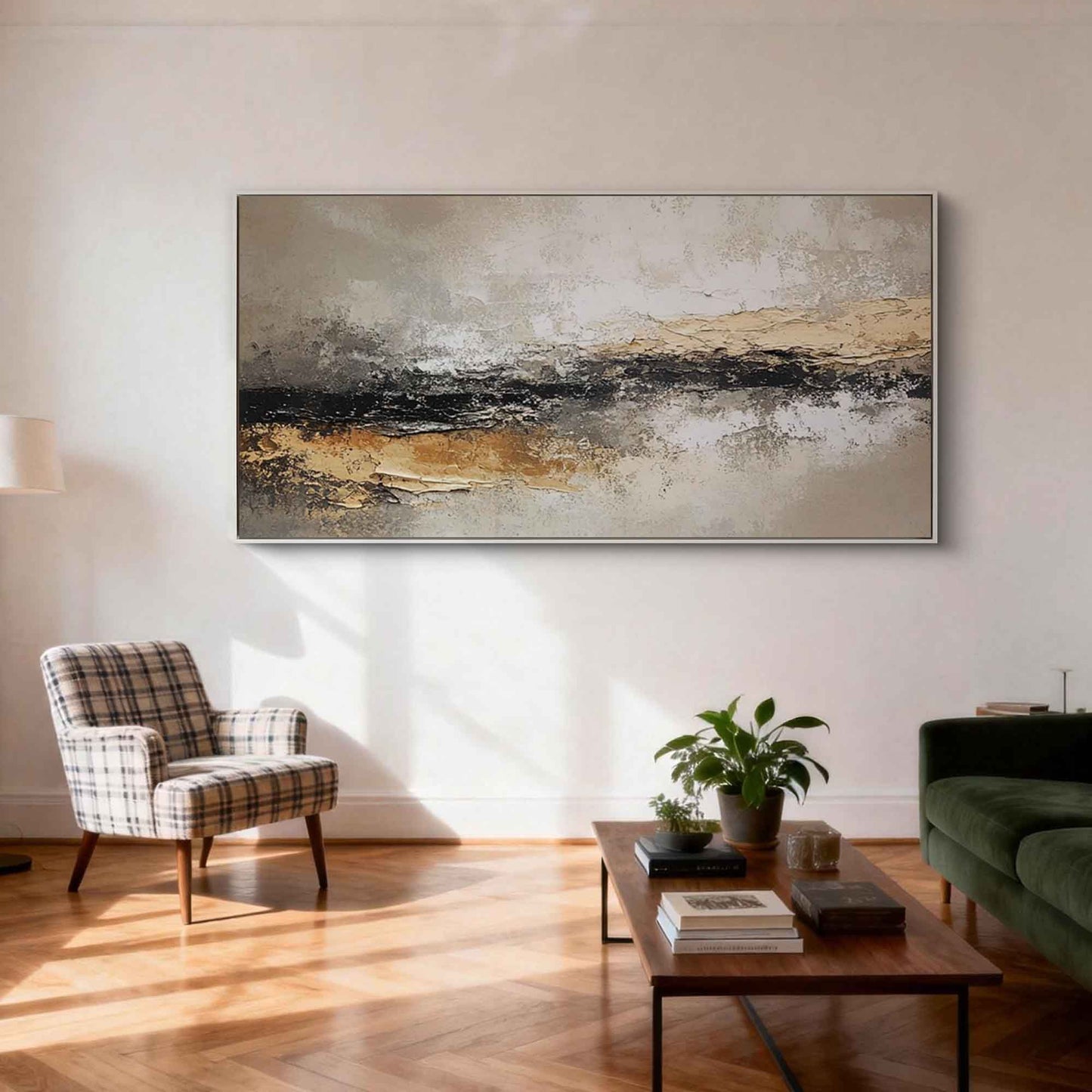 Black Gold Horizon Abstract Painting