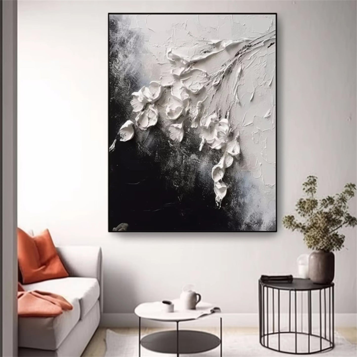 Silent Drift White Abstract Painting