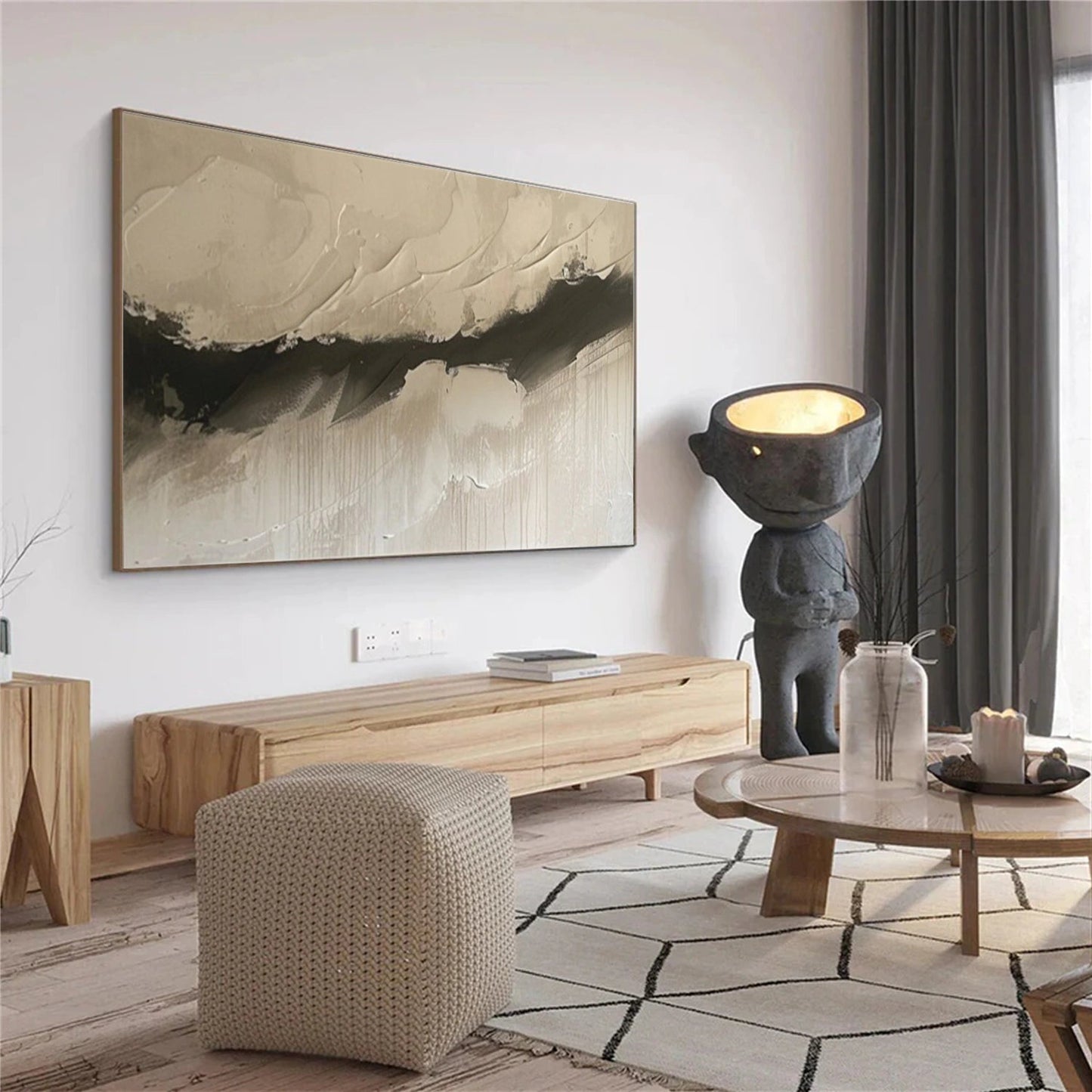 Sand Drift Beige Abstract Painting