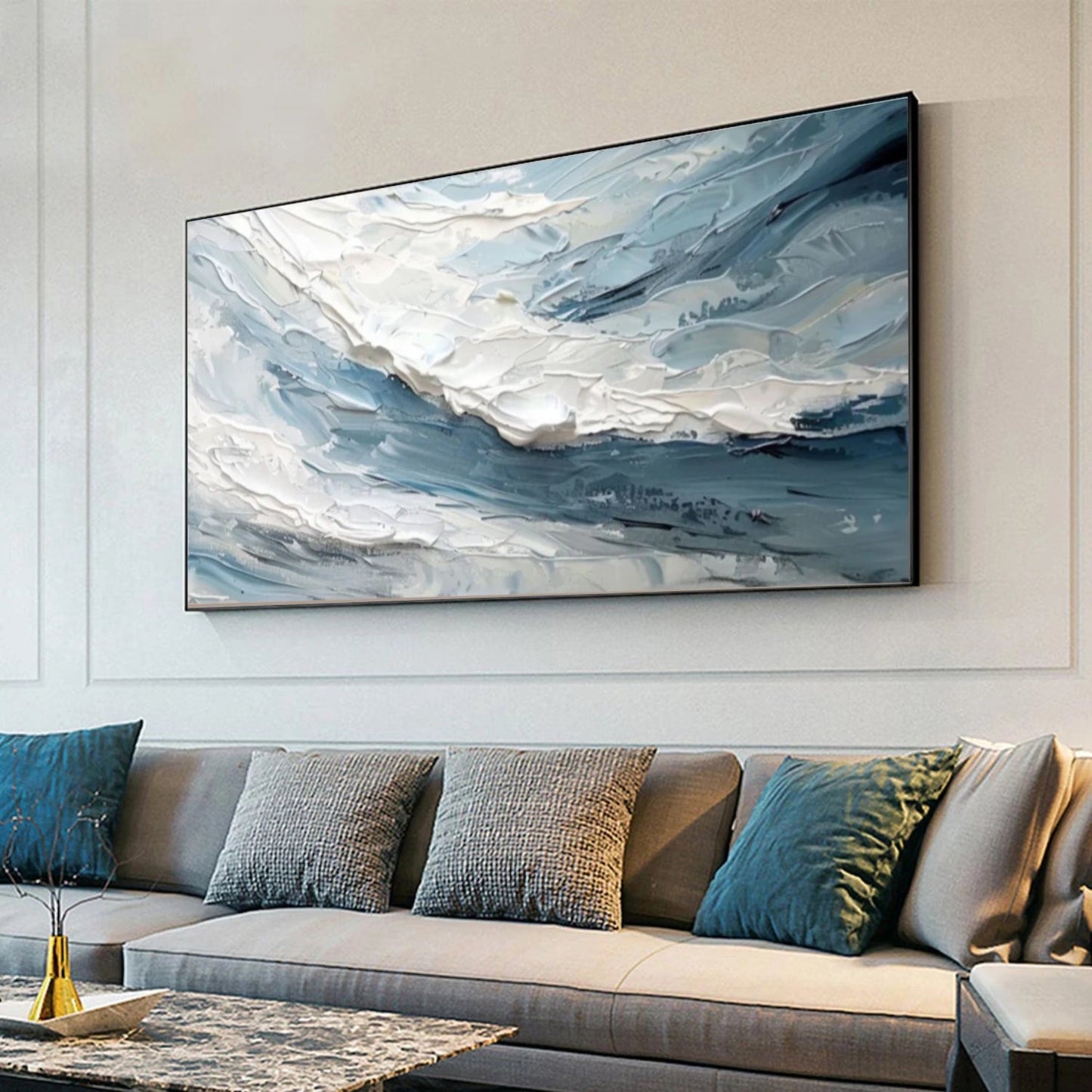 Azure Flow – Abstract Ocean Texture Painting