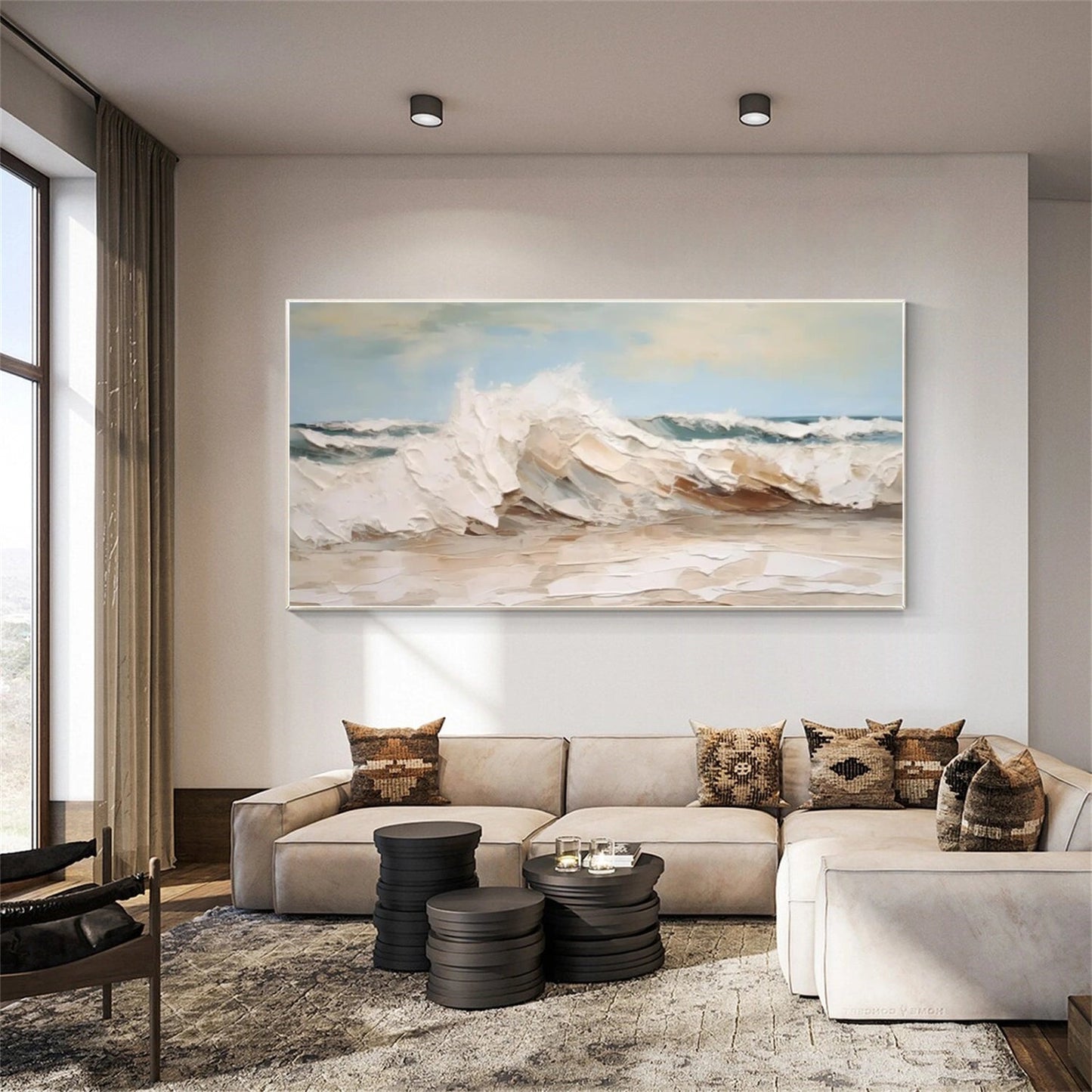 Soft Tide Neutral Seascape Painting