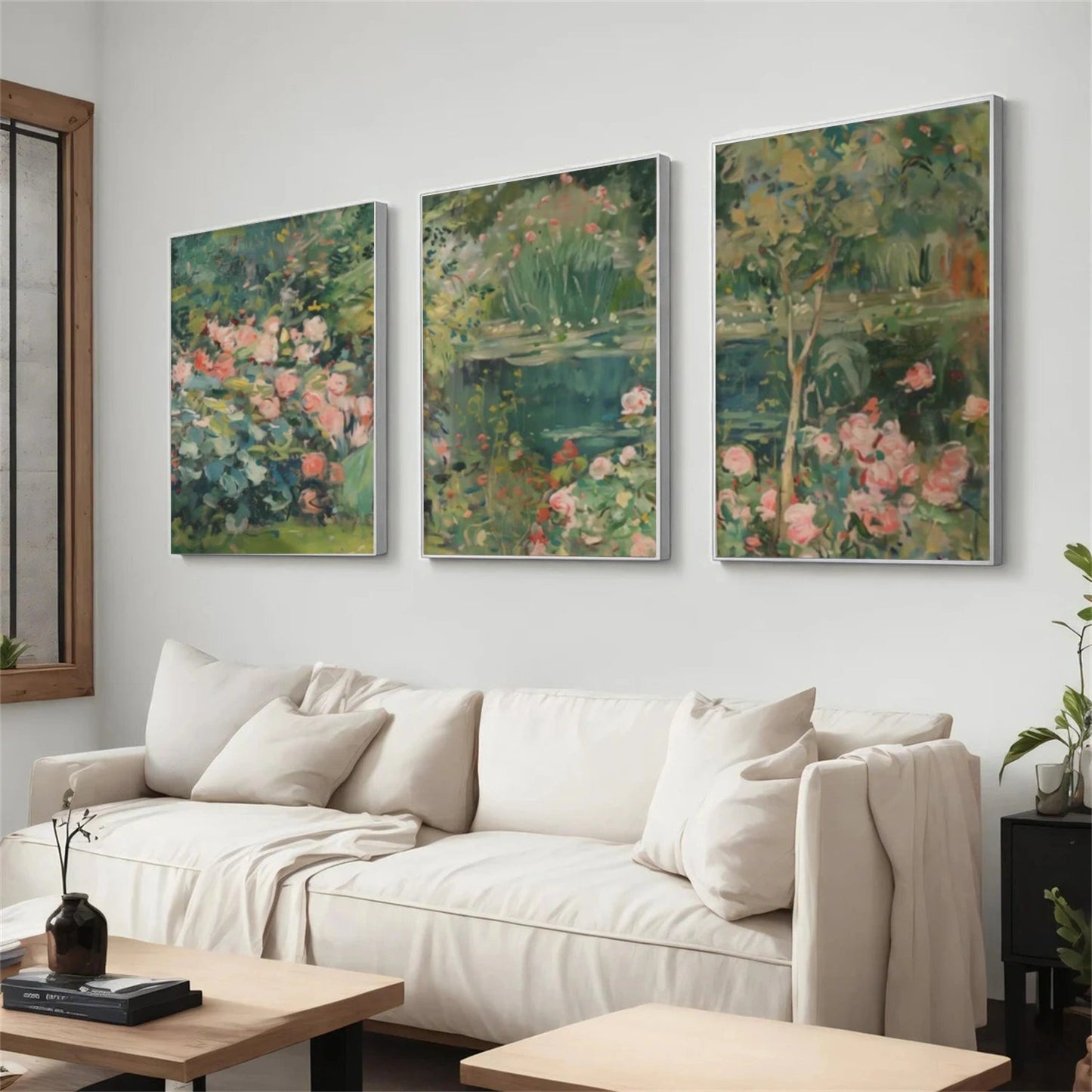 Blossom Garden Whisper Triptych Painting Set of 3