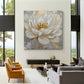 Golden Aura White Bloom Abstract Painting