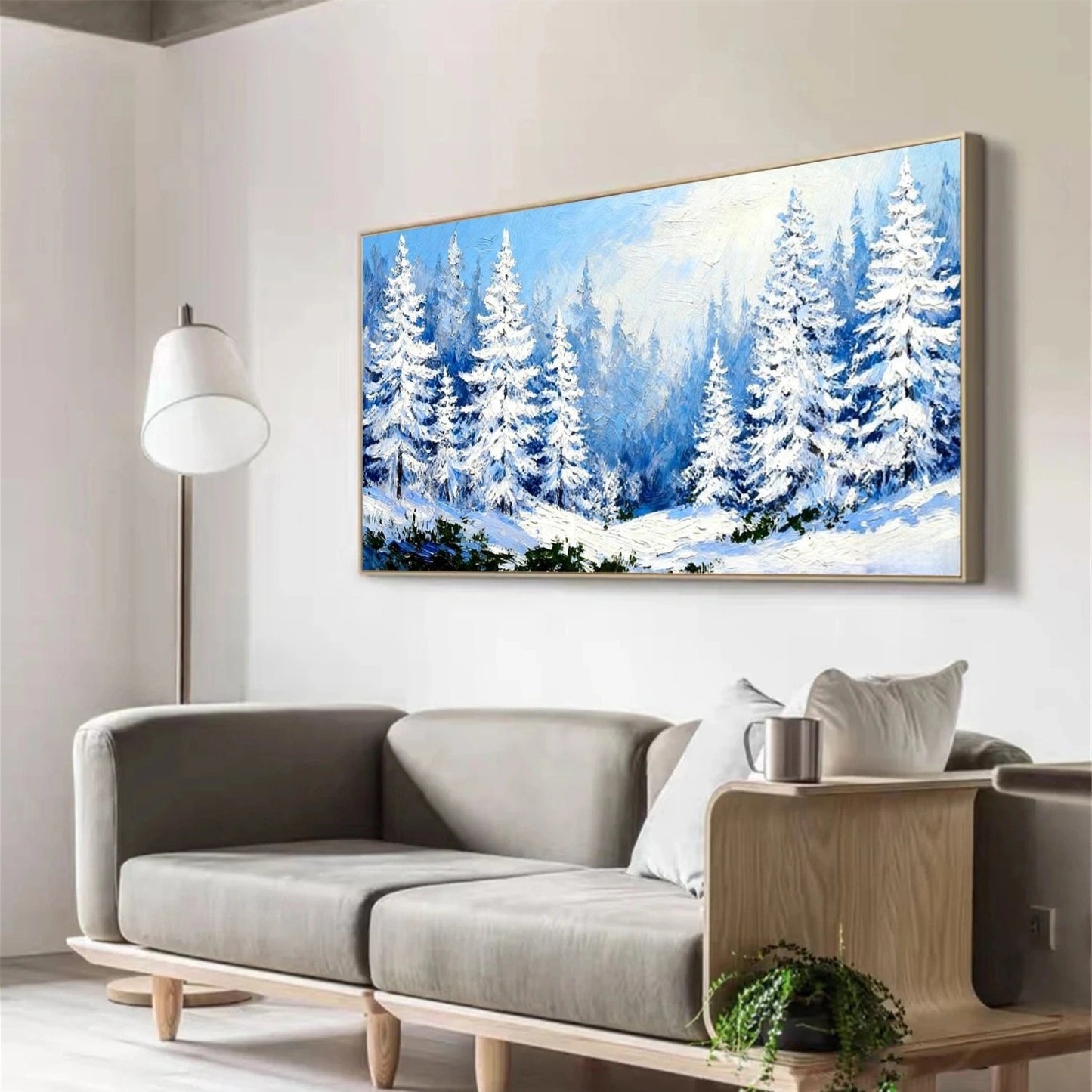 Silent Frost Pine Forest Abstract Painting
