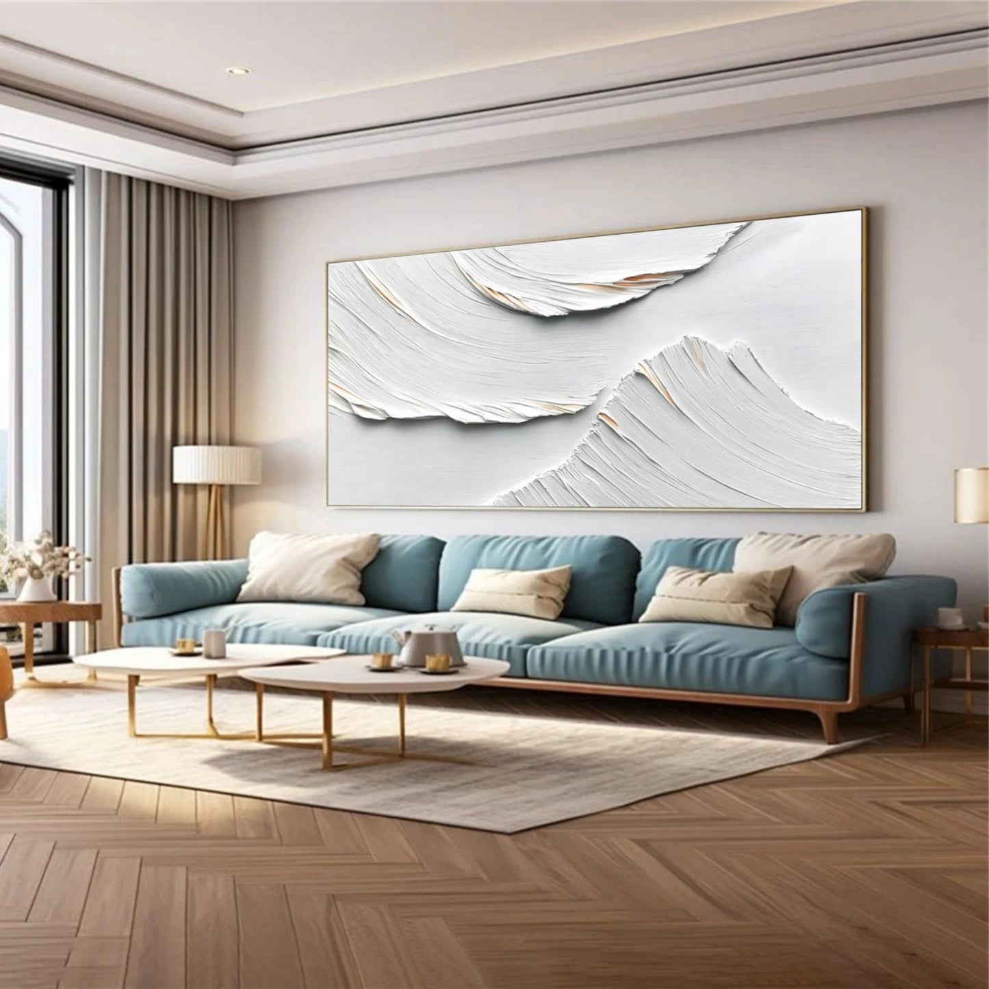 Ivory Ridge White Textured Abstract Painting