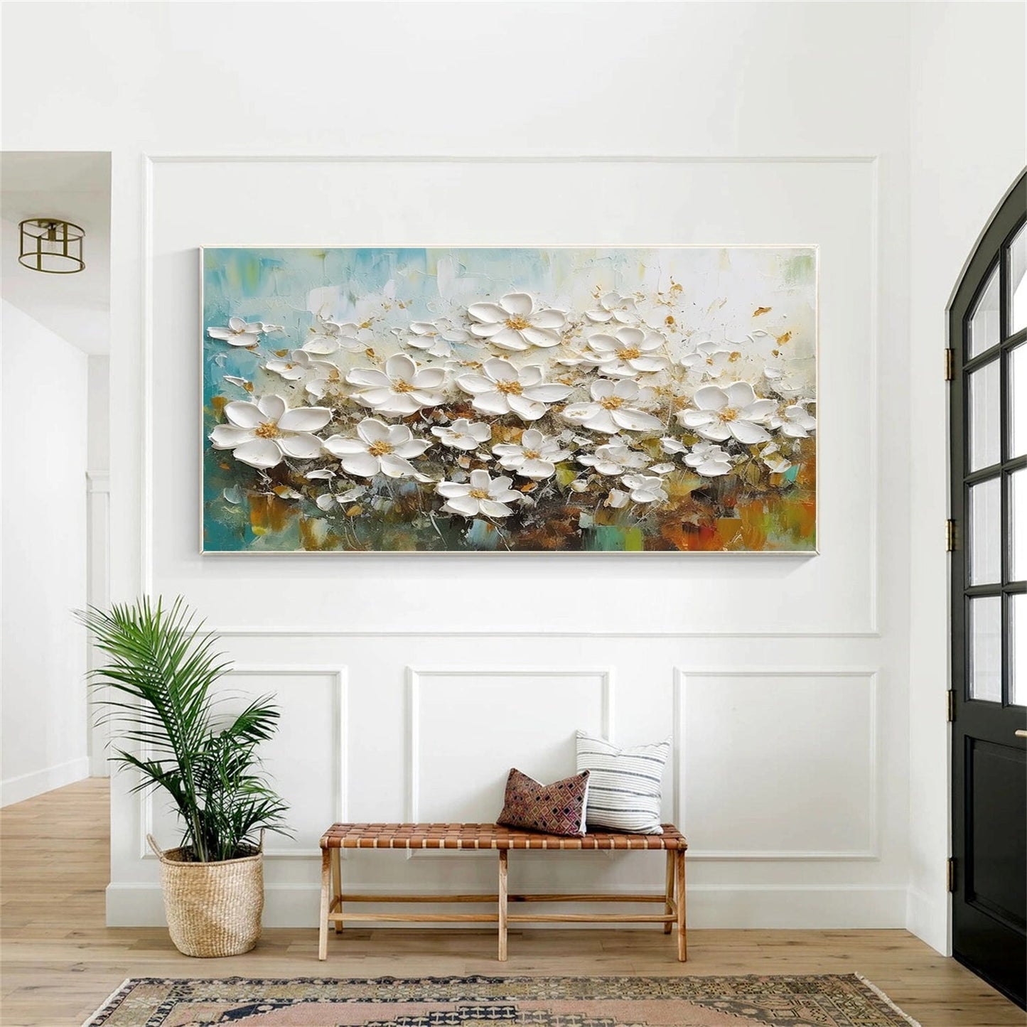 Soft Glow White Floral Abstract Painting
