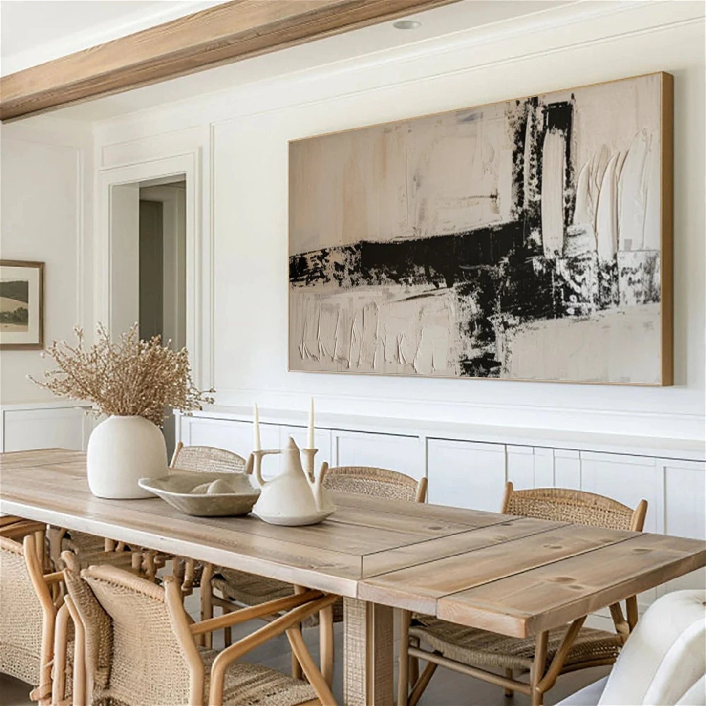 Monochrome Grid Abstract Painting