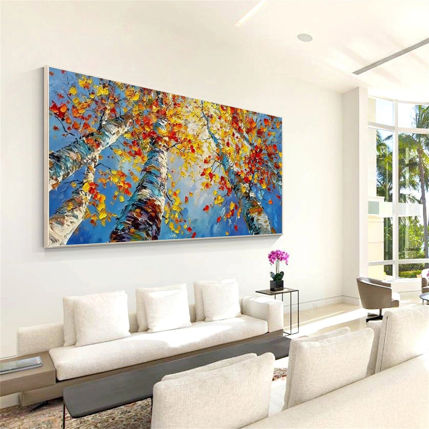 Autumn Canopy Skyward Abstract Painting