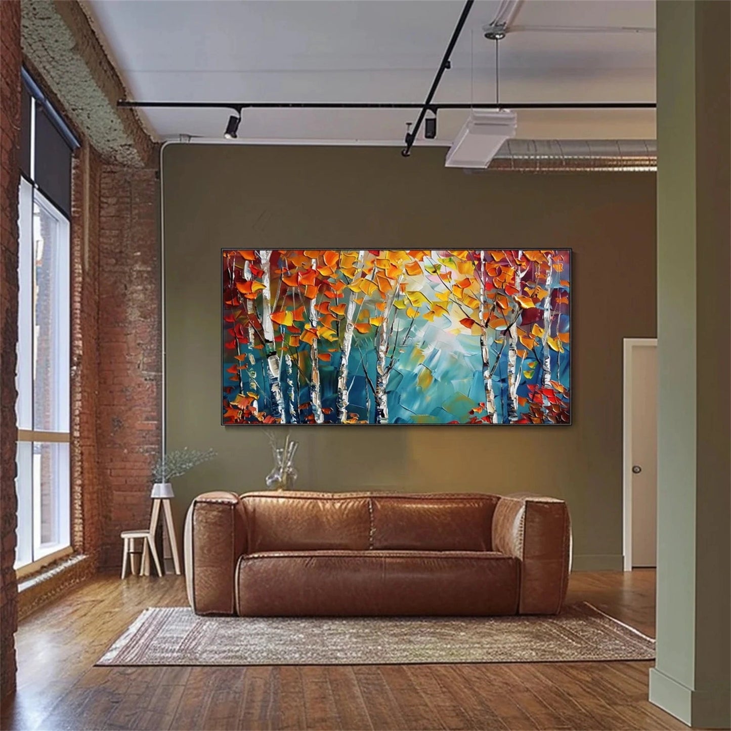 Amber Whisper Birch Forest Painting