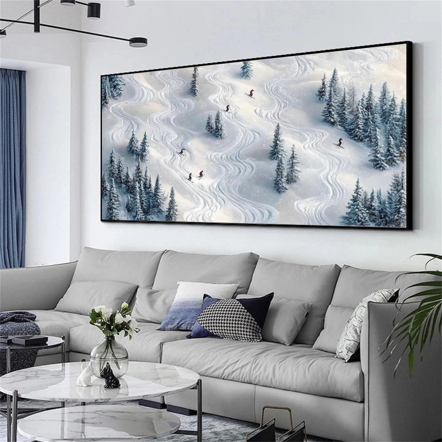 Snow Trail Rhythm – Winter Ski Landscape Painting