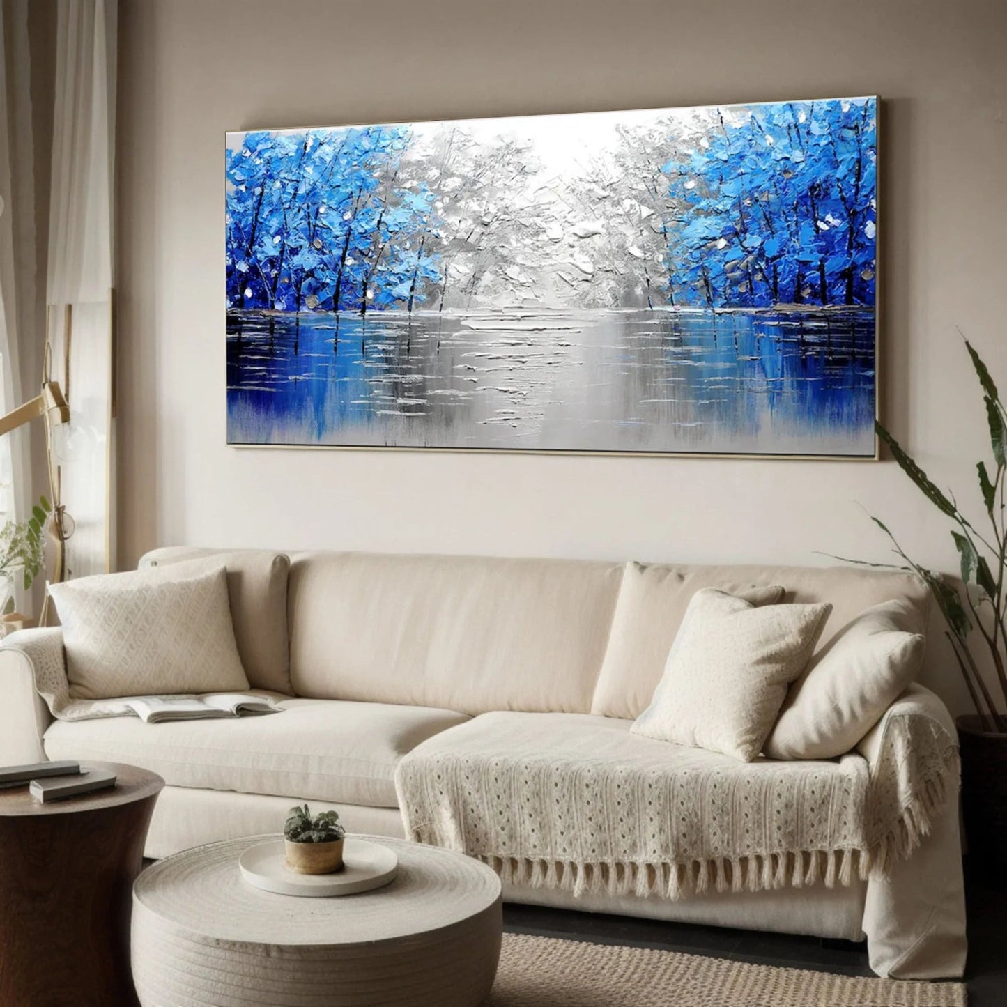 Azure Stillness Lake Abstract Painting