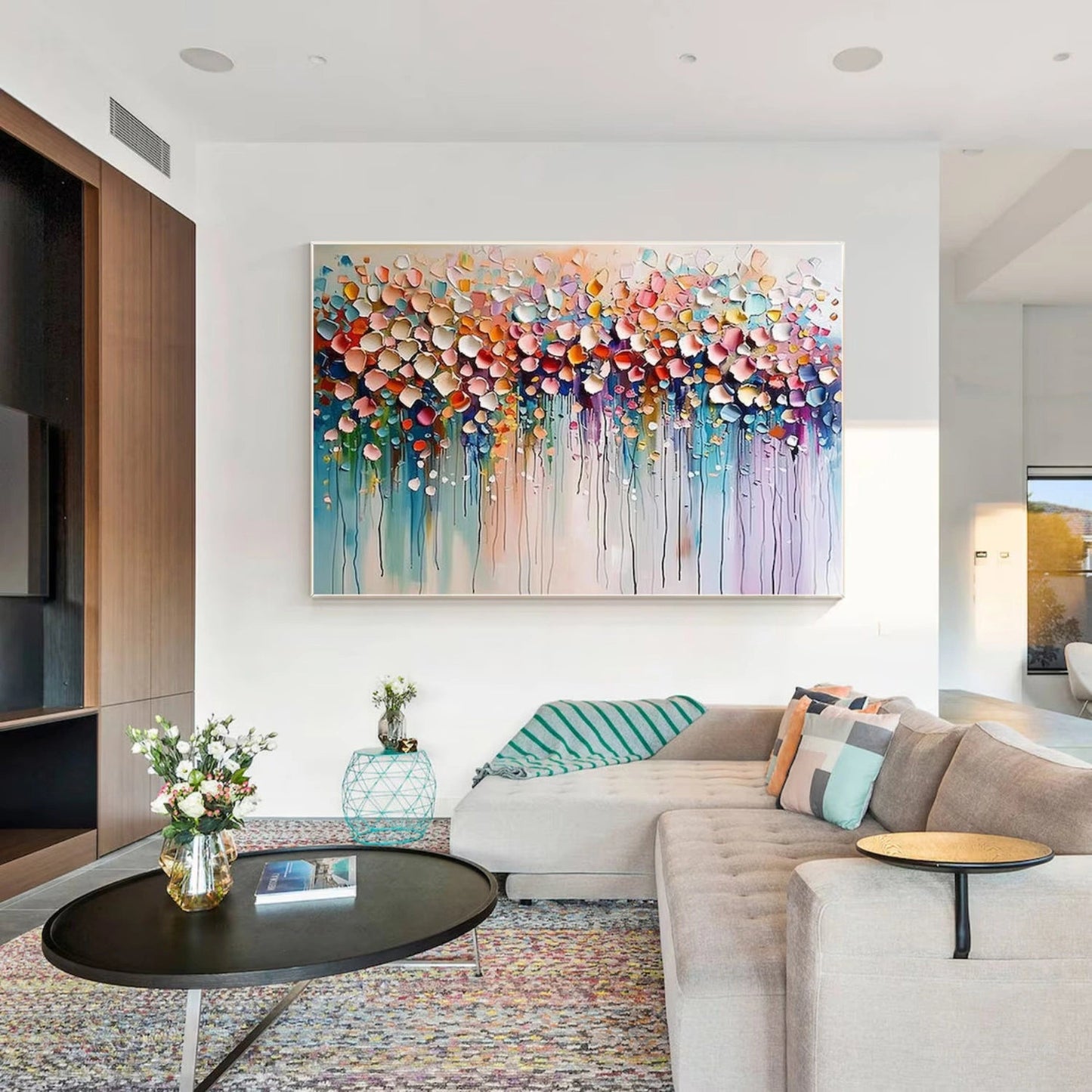 Petal Rain Pastel Abstract Painting