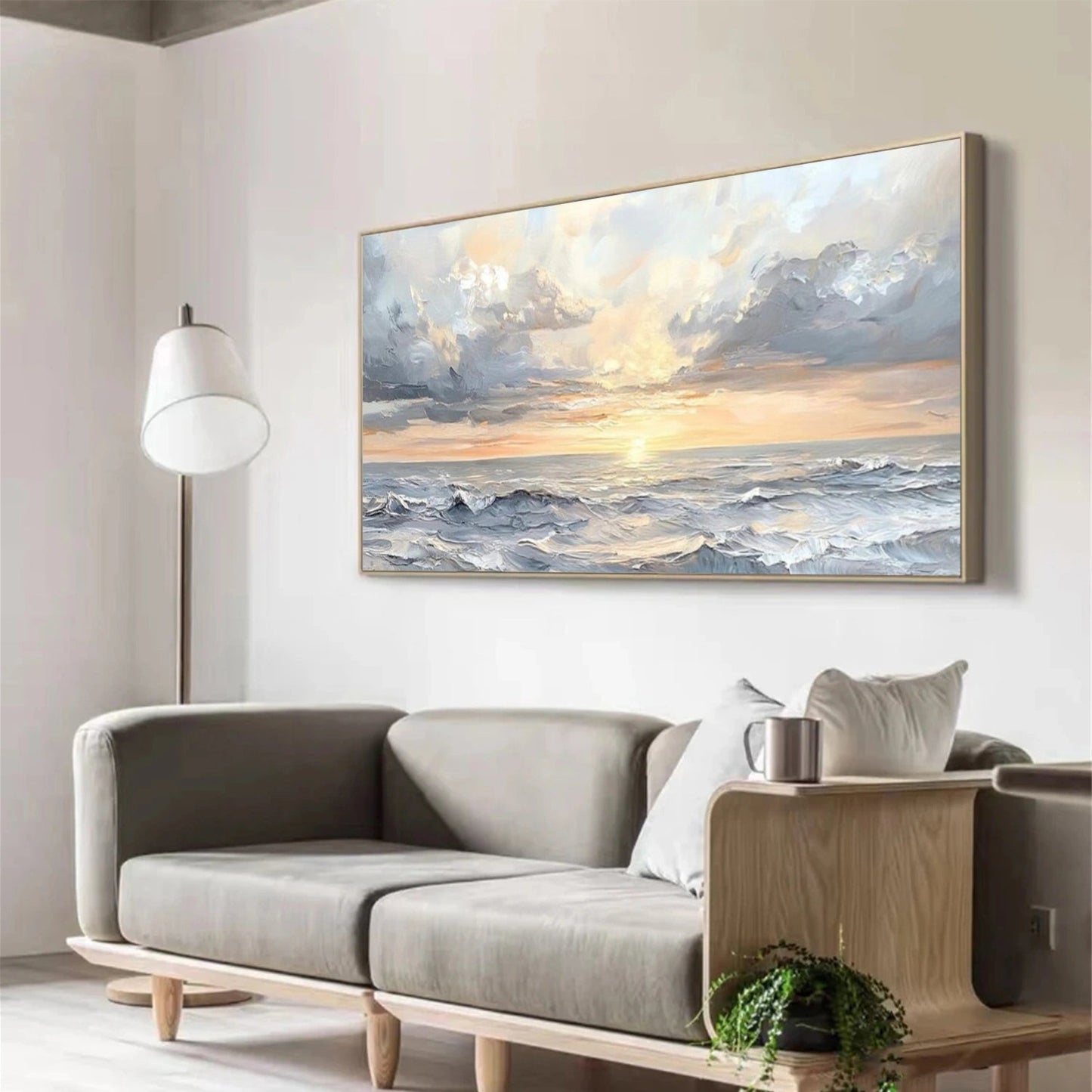 Serene Ocean Sunset – Textured Seascape Painting
