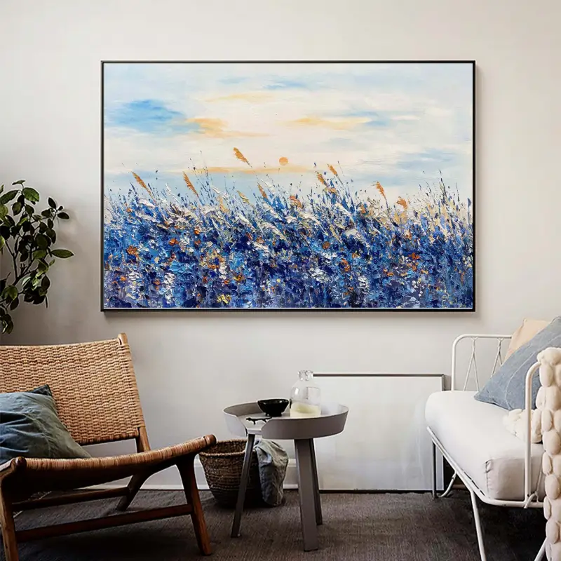 Azure Wind Meadow Abstract Painting