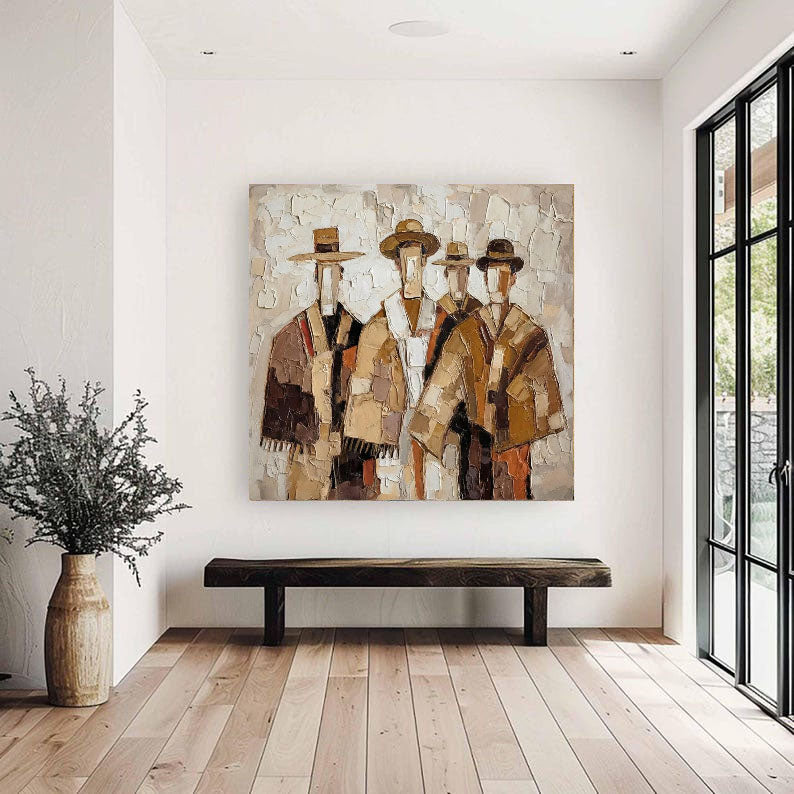 Folk Harmony – Textured Cultural Figure Art Painting