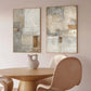 Set of 2 Silent Field Neutral Geometric Abstract Painting (Diptych)