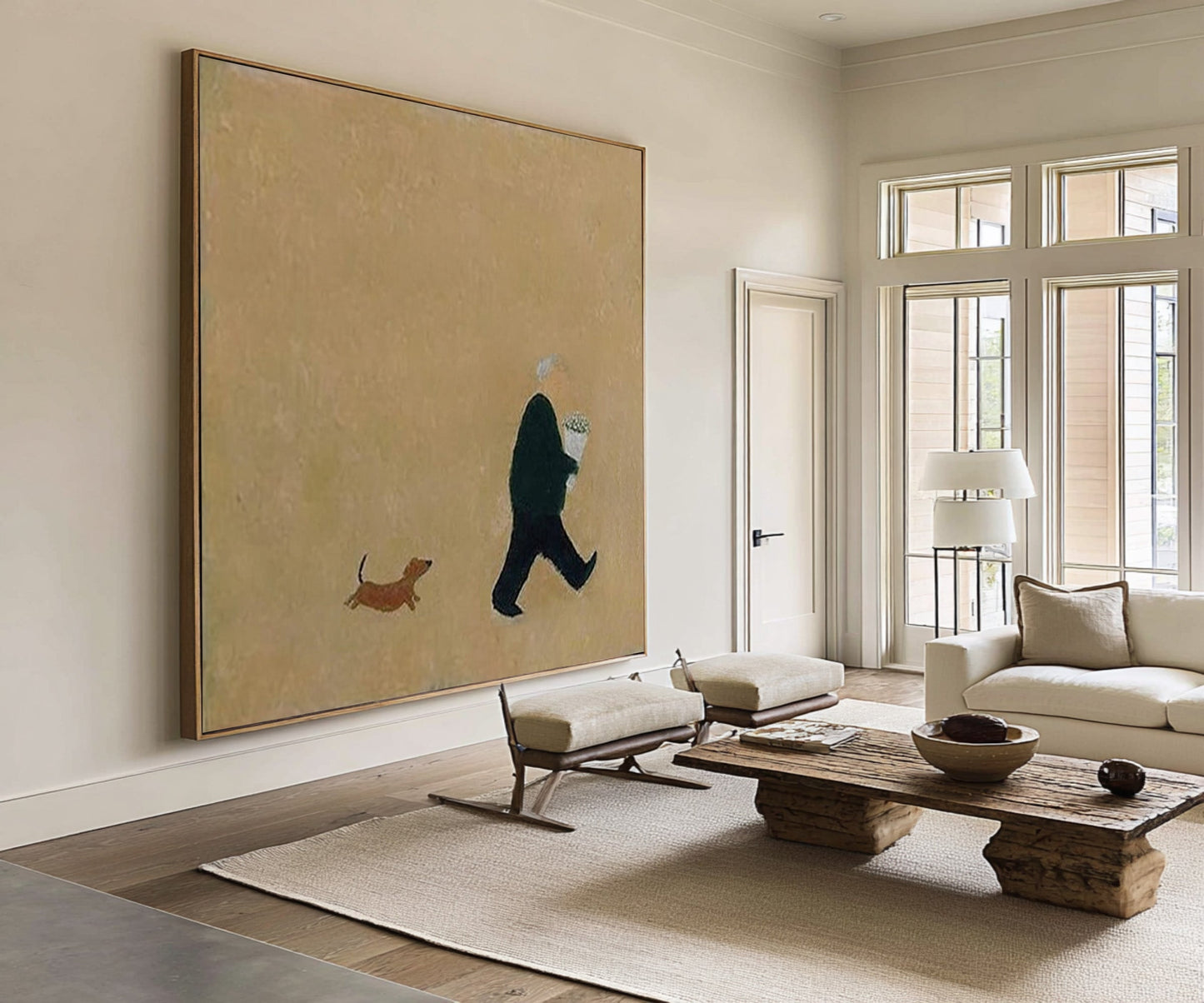 Dachshund Walk & Bouquet Minimalist Painting