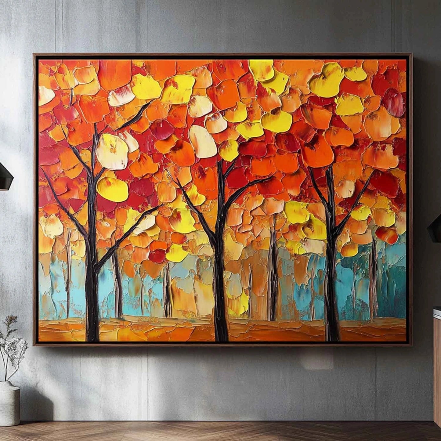 Autumn Ember Forest Abstract Painting
