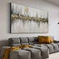 Golden Rift Gray Textured Abstract Painting