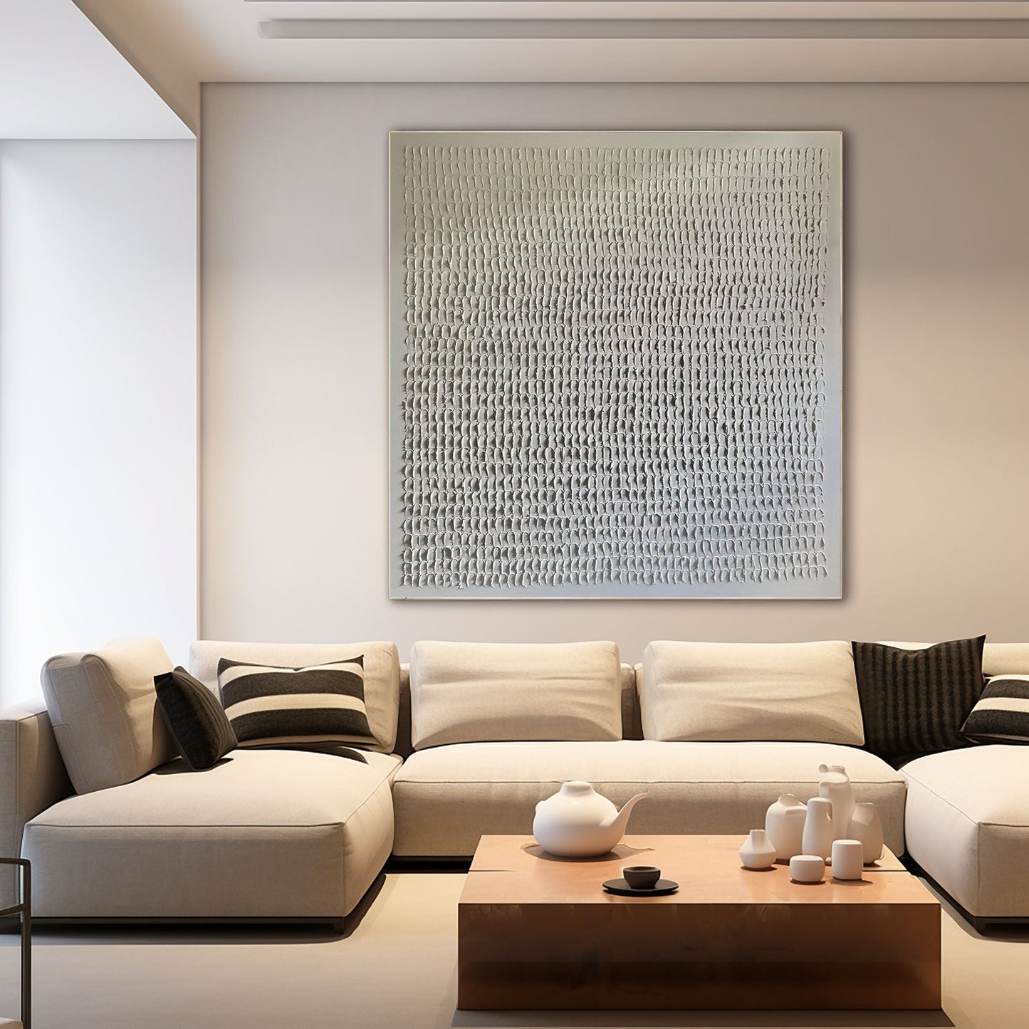 Silent Rhythm White Abstract Painting