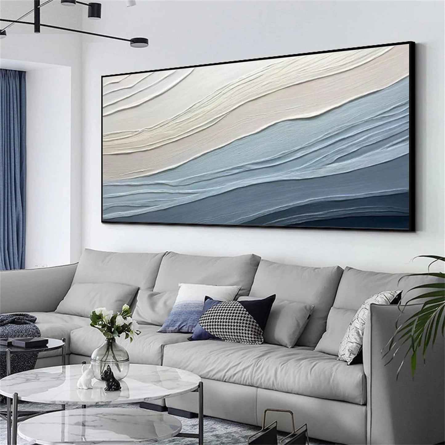 Serene Waves Textured Abstract Painting