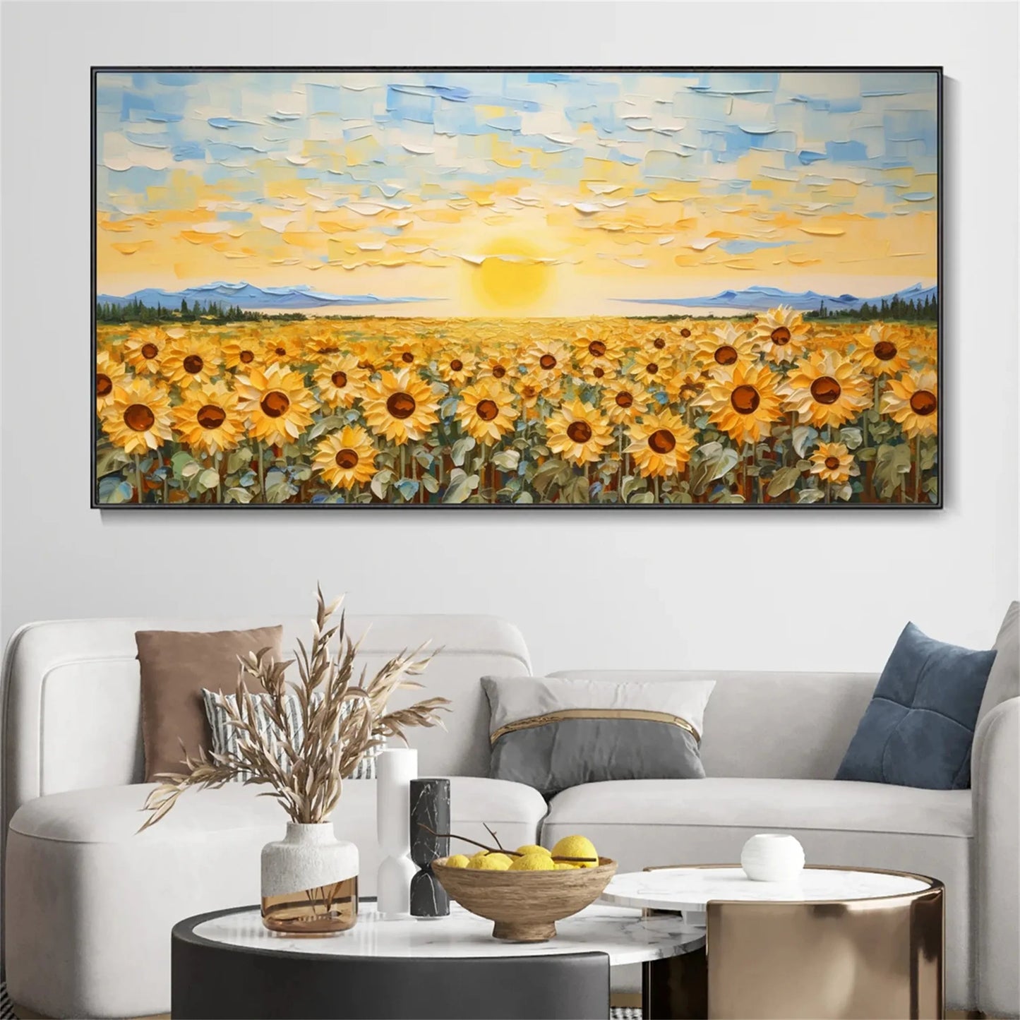 Sunrise Over Golden Sunflowers Painting