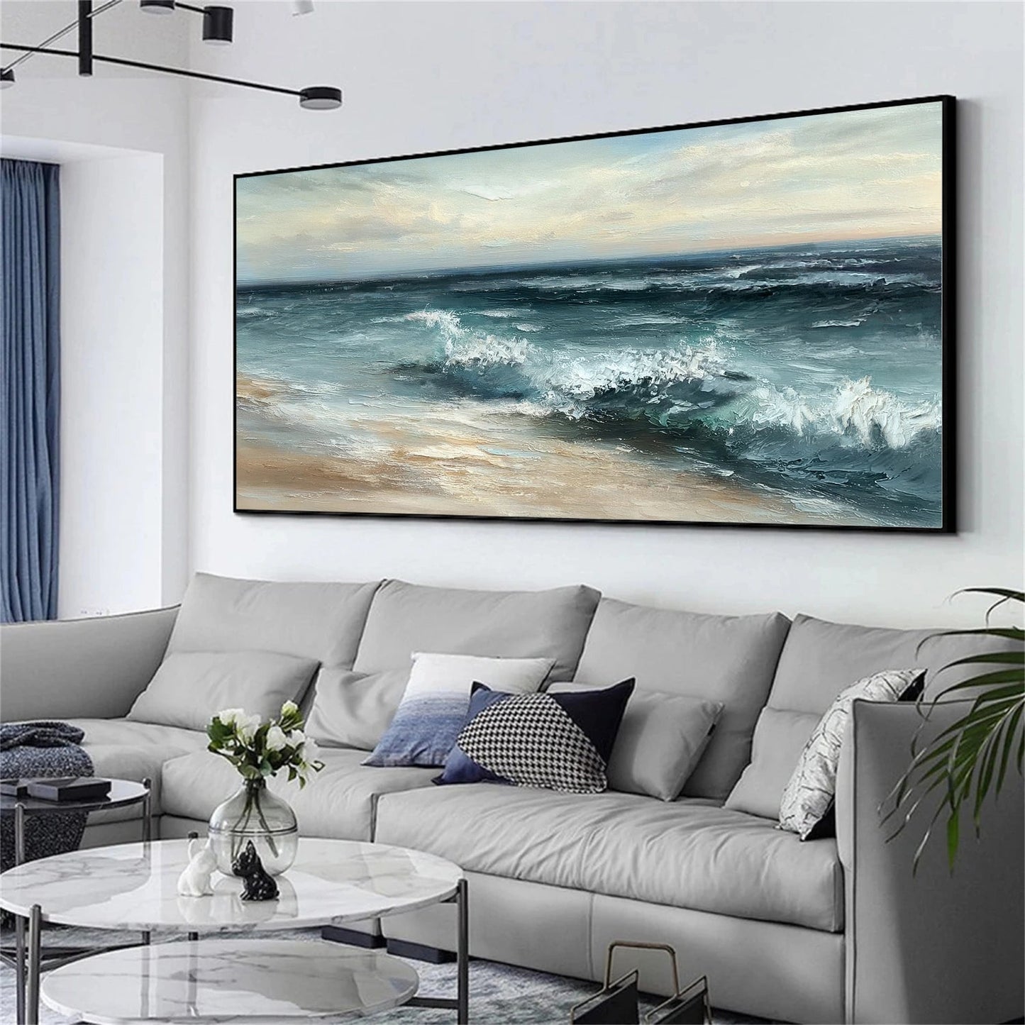 Breaking Blue Tides Coastal Seascape Painting