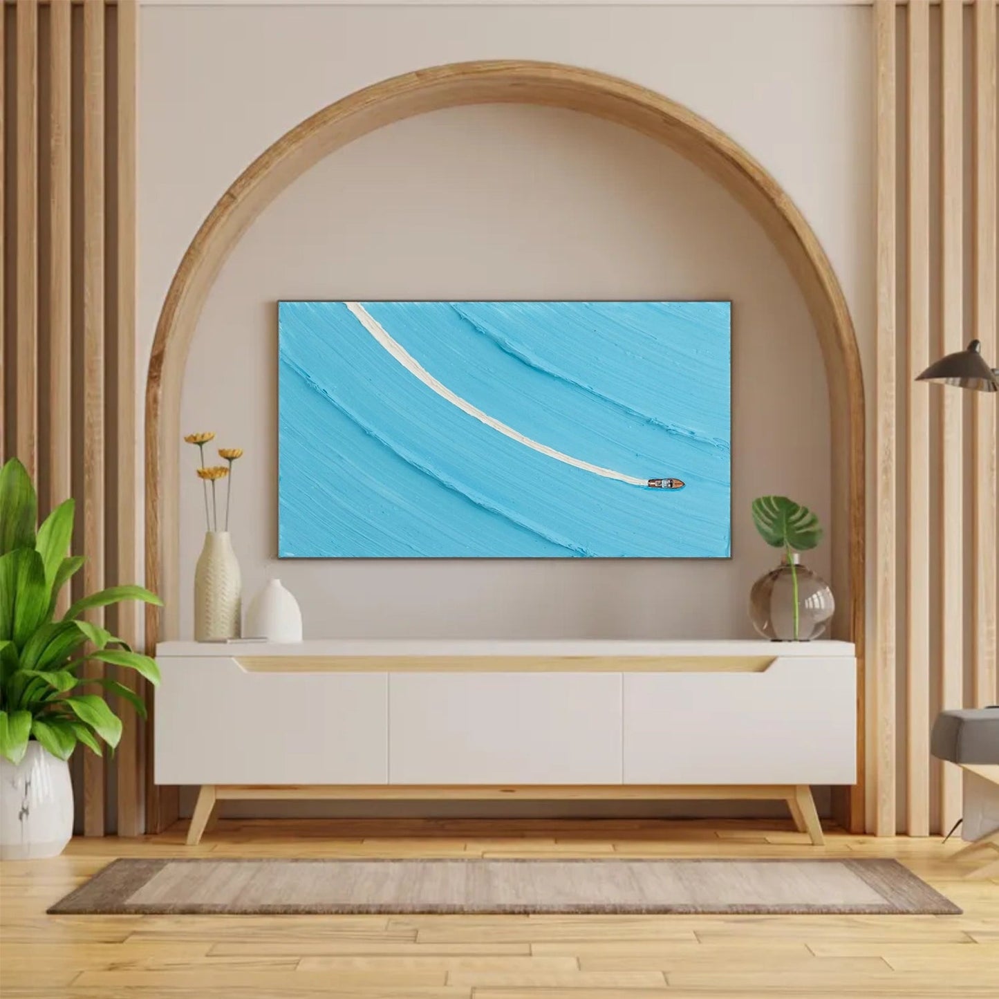 Azure Wake Minimal Seascape Painting
