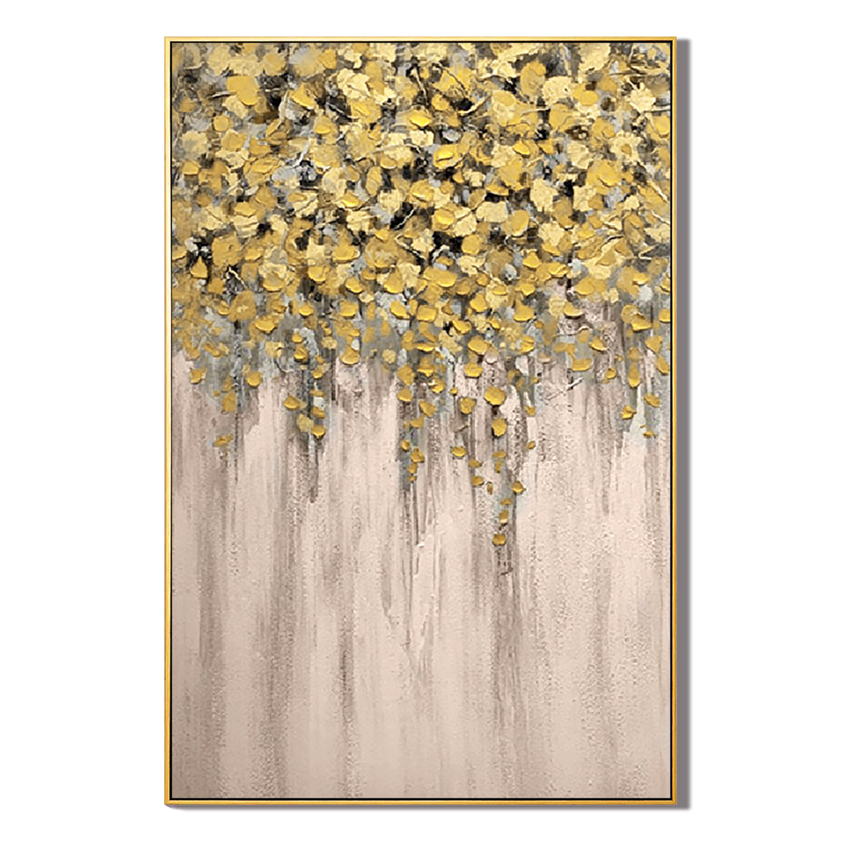 Golden Cascade Botanical Abstract Painting