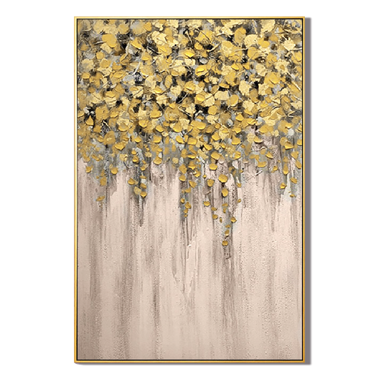 Golden Cascade Botanical Abstract Painting